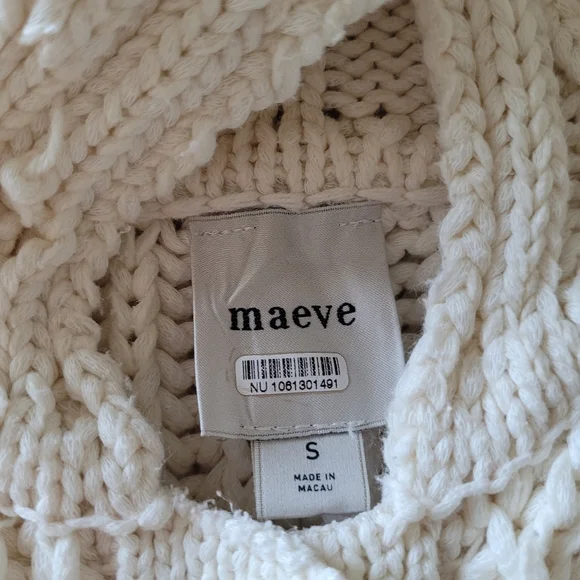 Anthropologie Maeve Fringed Cardigan. Avori - Picture 8 of 8